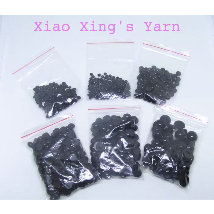 Túi 100 mắt thú dán gấu bông đủ size màu đen đan móc len thủ công | Xiaoxingyarn