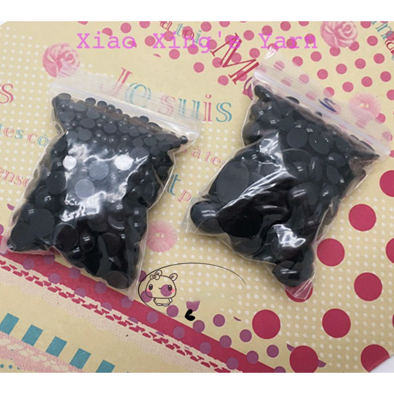 Túi 100 mắt thú dán gấu bông đủ size màu đen đan móc len thủ công | Xiaoxingyarn