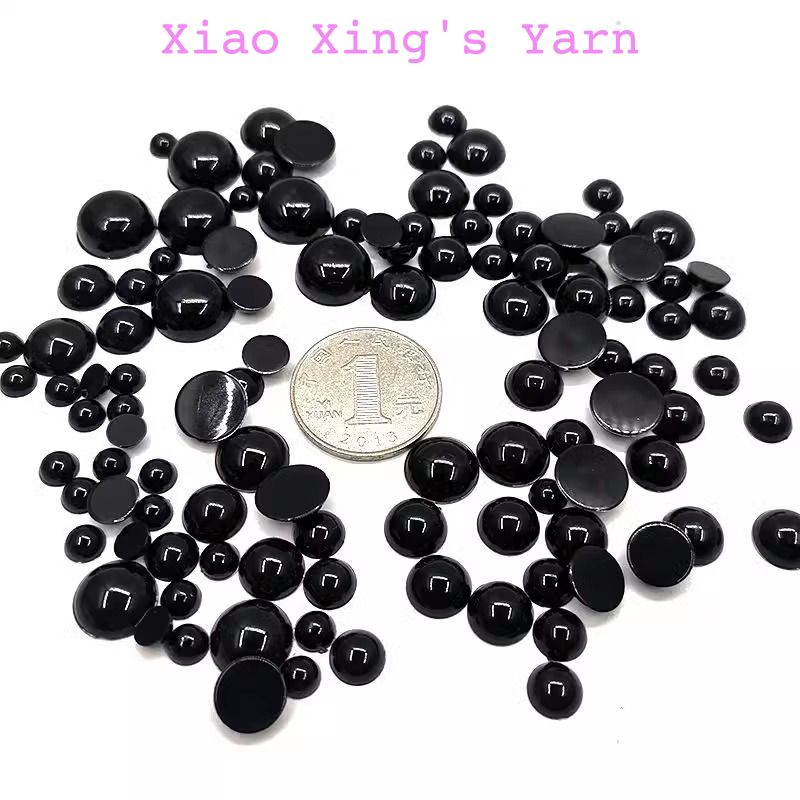 Túi 100 mắt thú dán gấu bông đủ size màu đen đan móc len thủ công | Xiaoxingyarn