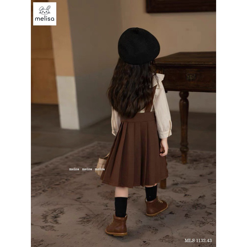 Set Melisa áo sơ mi chân váy yếm bé gái siêu đẹp
