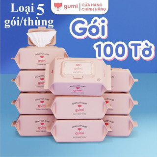 Gói 100 tờ khăn giấy ướt GUMI cao cấp cho bé khăn ướt khăn lau em bé loại 5,10,24 gói/thùng