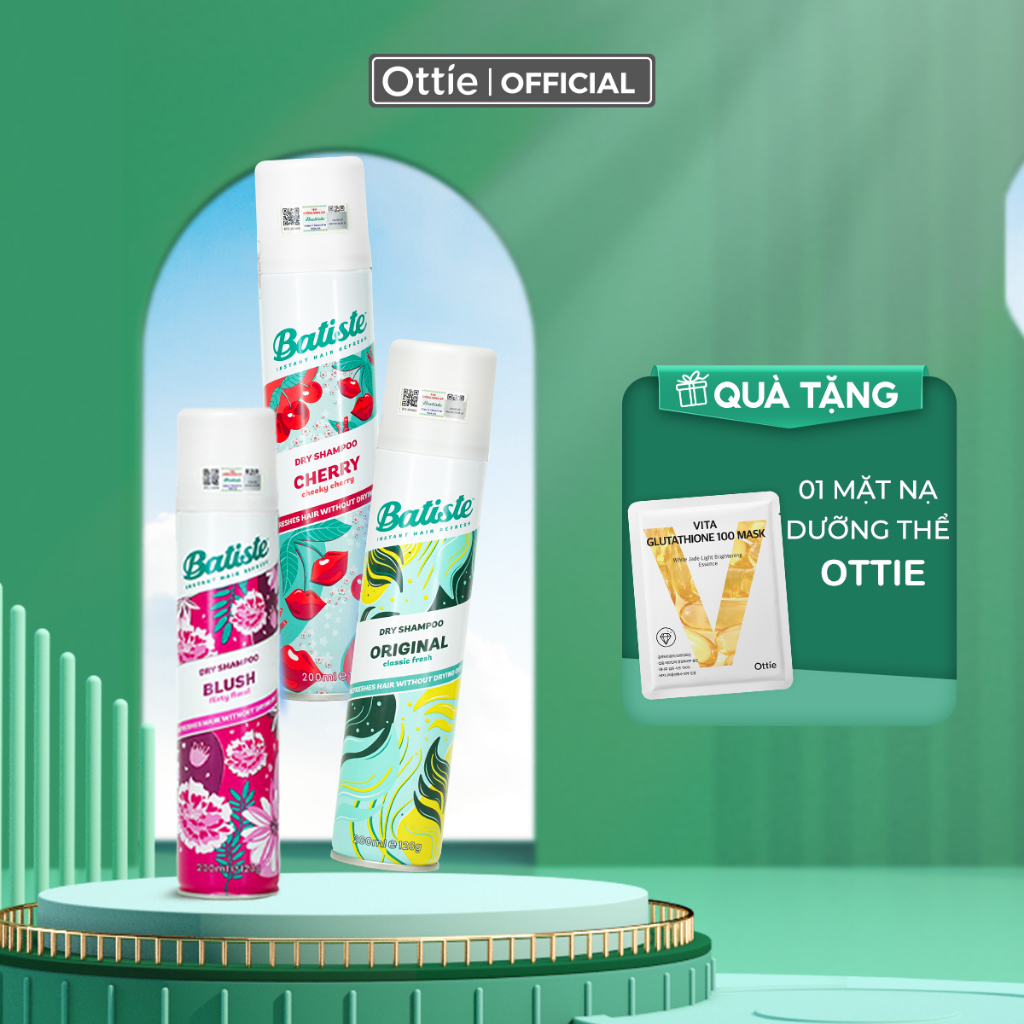 Dầu Gội Khô Batiste Dry Shampoo Hết Ngứa Hết Bết Dính Tóc Bồng Bềnh Tức Thì 200ml/50ml