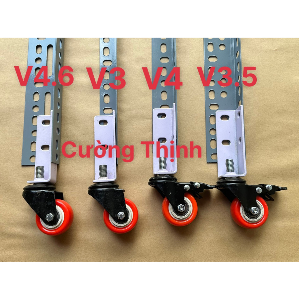 Bánh xe đẩy, lắp kệ v lỗ, có vòng bi trọng tải 200kg xoay 360 độ