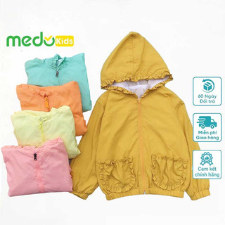 Áo khoác mỏng thu đông có bèo cho bé gái chống gió 2 lớp có mũ trùm đầu,áo khoác gió cho bé gái 10-24kg