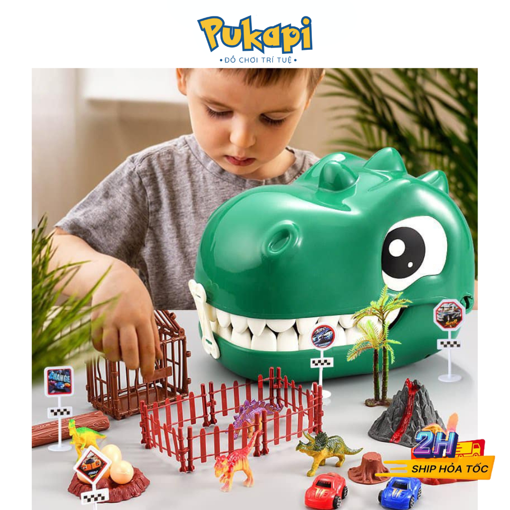 Balo Đầu Khủng Long-Balo khủng long Xanh Balo Khủng Long Kèm Bộ Đồ Chơi Khủng Long Nhụa Cứng PUKAPI