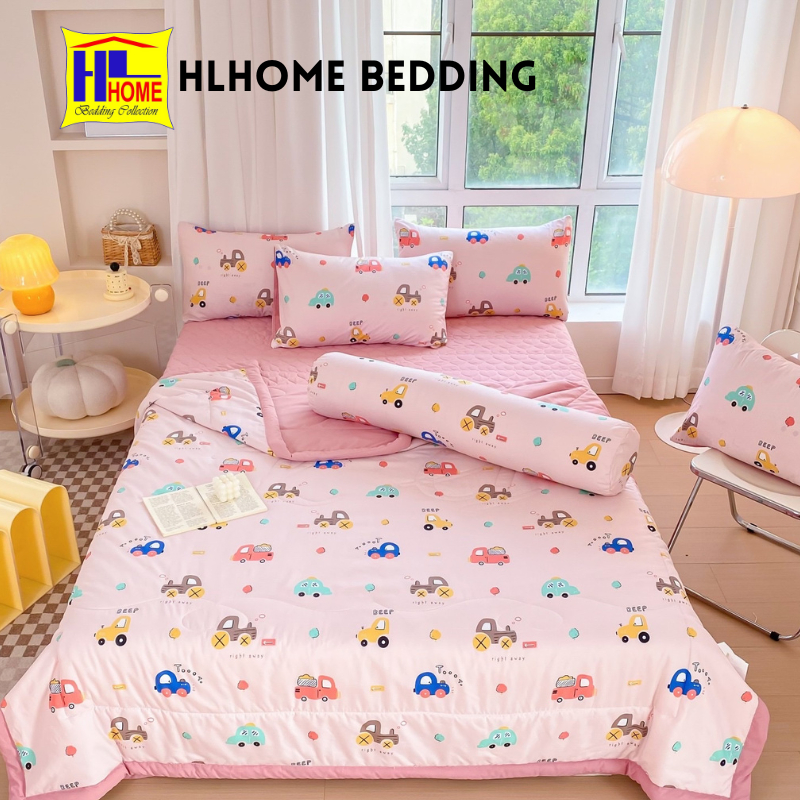 Bộ chăn ga Cotton đũi chần 5 món nhập khẩu nguyên Set chuẩn