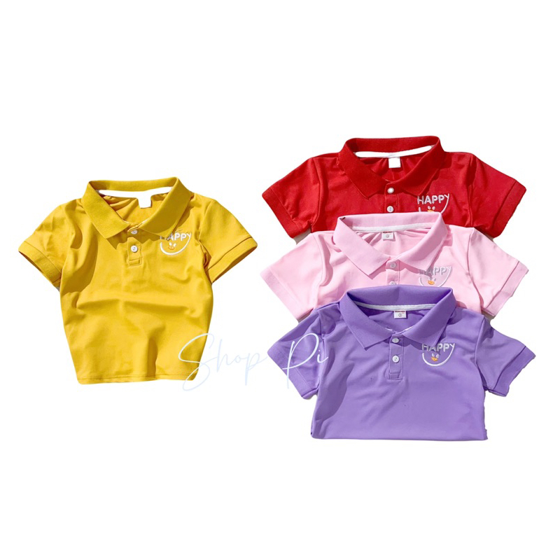 Áo thun cổ bẻ cho bé gái và bé trai  chất liệu poly cá sấu mềm, mịn,mát từ 9-45kg