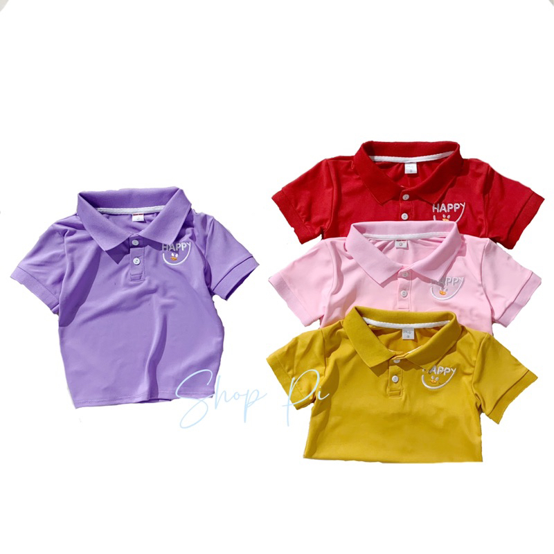 Áo thun cổ bẻ cho bé gái và bé trai  chất liệu poly cá sấu mềm, mịn,mát từ 9-45kg