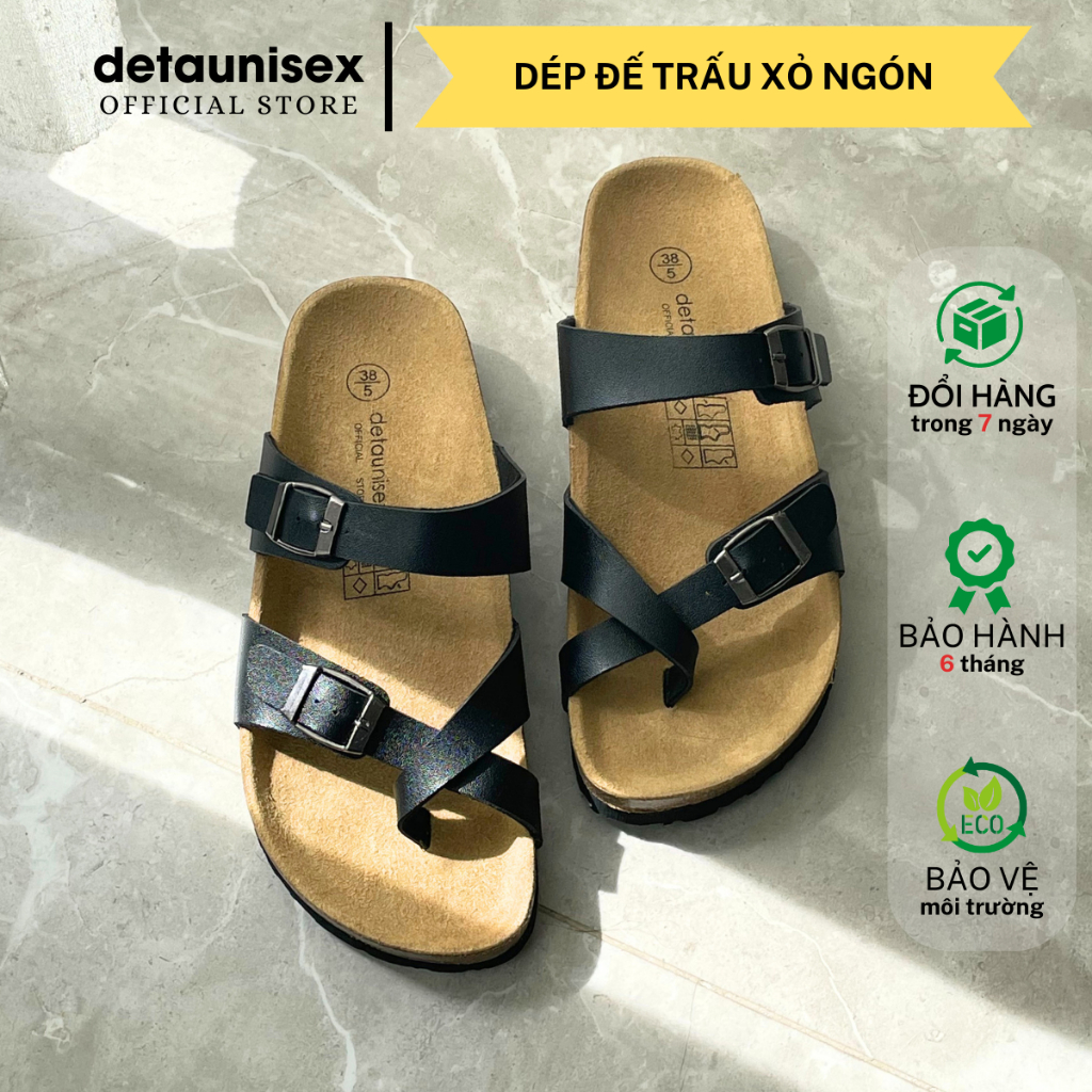 Giày dép đế trấu xỏ ngón nam nữ Detaunisex thời trang Birken cực xinh -  thấm hút mồ hôi chân - DETA22