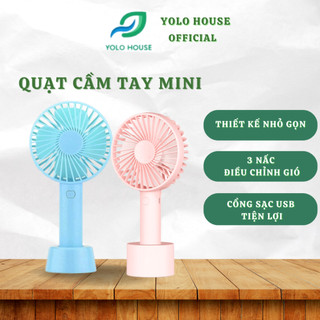 Quạt cầm tay mini tích điện giá rẻ , Kèm đế đỡ , Thiết kế thông minh (tặng kèm pin + sạc)