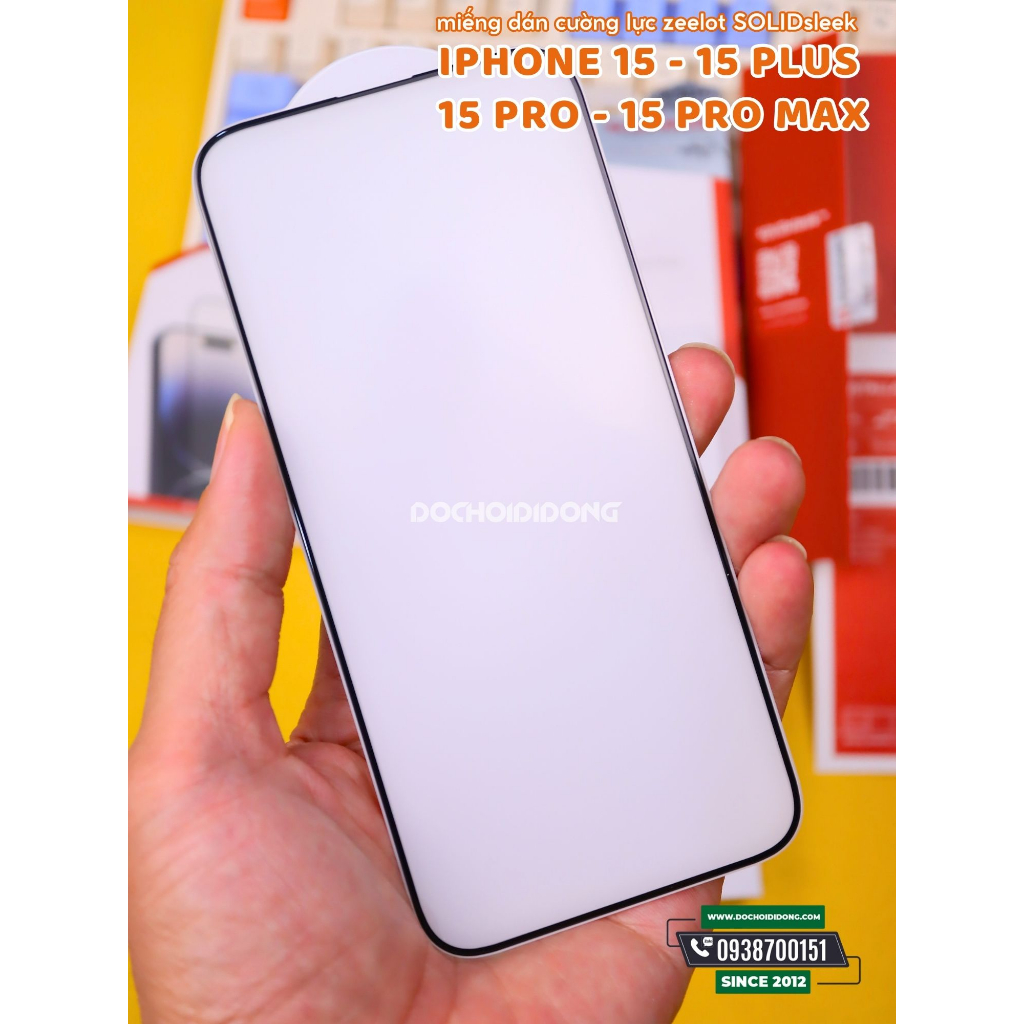 Miếng dán cường lực nhám chống vân tay iPhone 15 15 Plus 15 Pro 15 Pro Max Zeelot Solidsleek 5X Anti-Glare