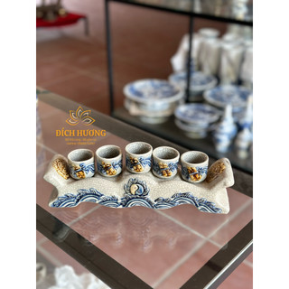 Chum nước thờ cúng - rượu, kỷ - rượu hoa sen - rồng men rạn đắp nổi, hàng bát tràng