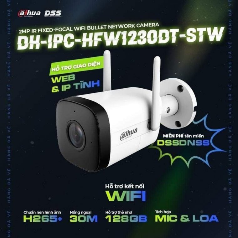 Camera IP Wifi DAHUA DH-IPC-HFW1430DT-STW 4MP (2K) Tích hợp loa , Đàm thoại 2 chiều  - Tặng kèm nguồn , và hạt mạng