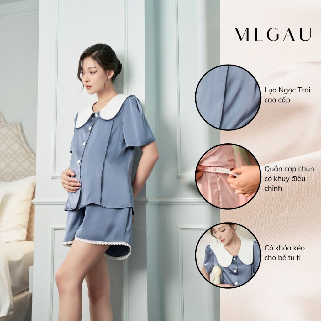 LAVIEN - Set đồ ngủ cộc tay cho mẹ bầu và sau sinh thương hiệu MEGAU