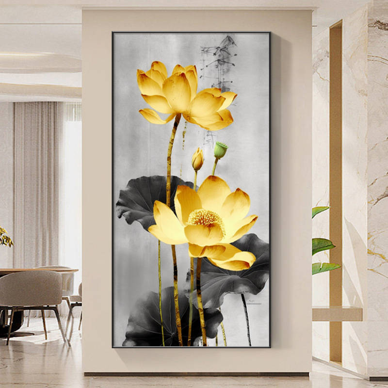 Tranh hoa sen canvas nhiều mẫu treo tường phòng khách ngủ spa trang trí cực đẹp đã có khung tặng kèm đinh treo đa năng