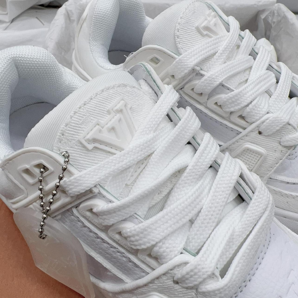 Giày Louis Vuitton LV Trainer Full Trắng, Giày LV Đủ Size Nam Nữ Siêu Chất Tặng Kèm Tất