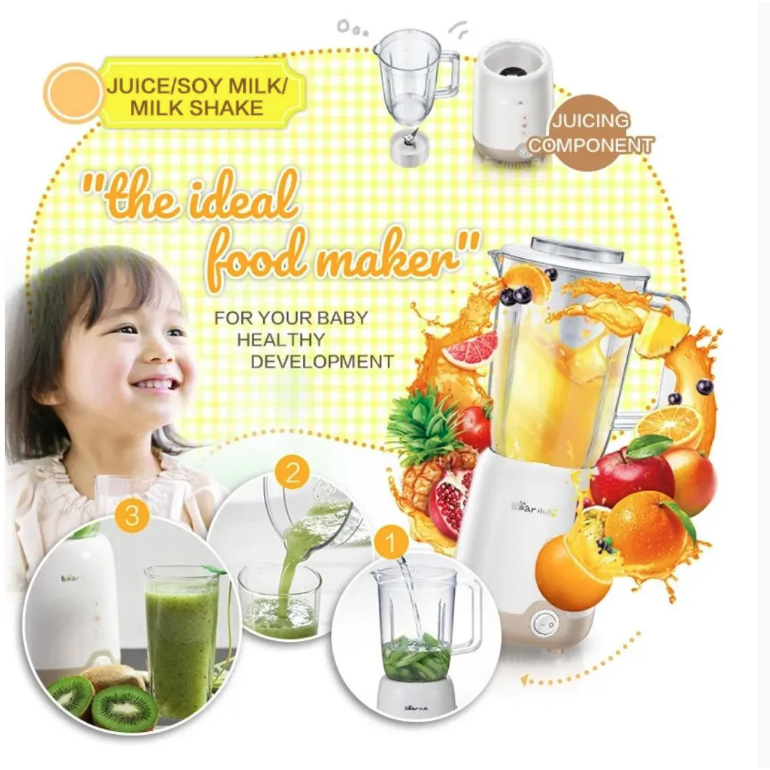 Máy xay sinh tố Bear LLJ-B08G2 - Dung tích 0.8 Lít - Công suất 200 W - Bảo hành chính hãng 1 năm