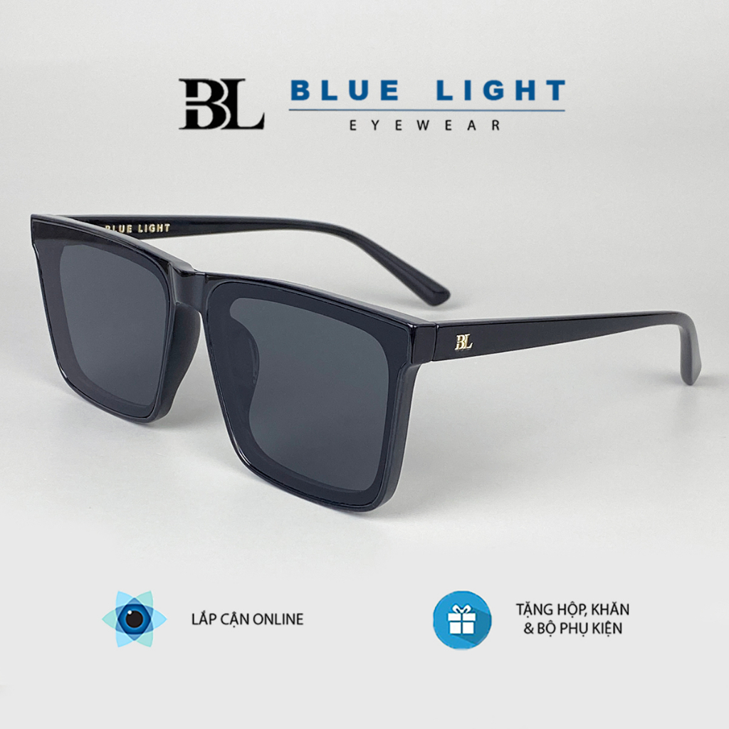 Kính Râm, Kính Mát Nam Nữ, Mắt Phẳng Vuông Trơn, Đen, Nâu Phong Cách Hàn Quốc - BLUE LIGHT