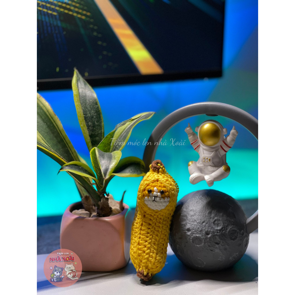 Móc khóa len handmade - Mèo Chuối đáng yêu - Tiệm móc len nhà Xoài
