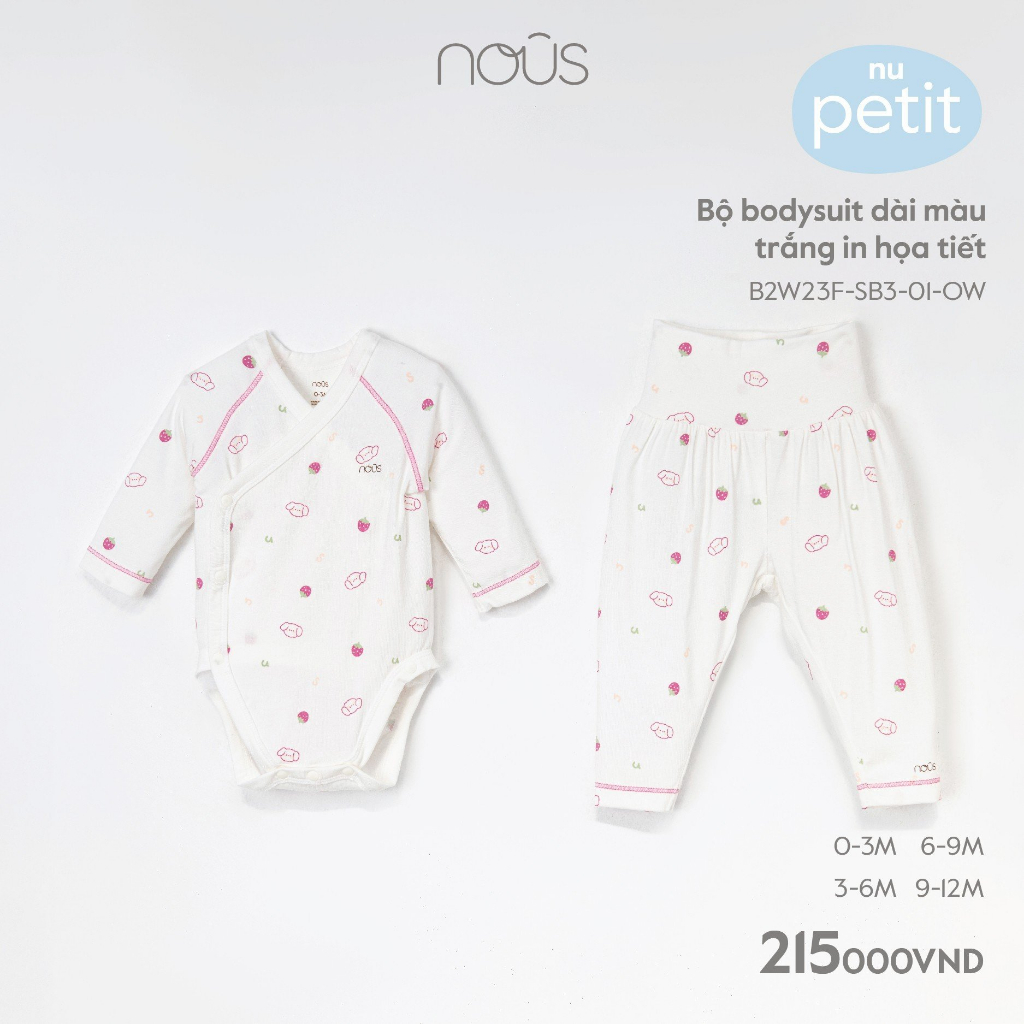 Bộ áo quần bodysuit dài tay Nous cho bé