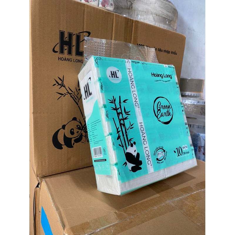 5 gói khăn giấy rút 3 lớp HOÀNG LONG bỏ túi 280 tờ siêu dai mềm mịn - Giấy rút trắng loại 1 bịch nhỏ