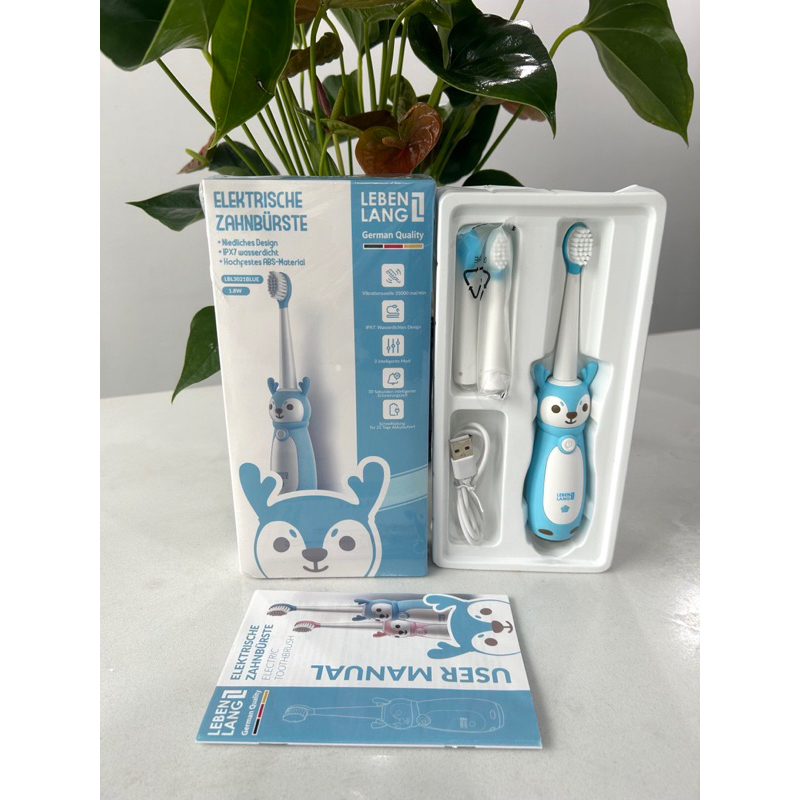 Bàn chải điện cho bé lebenlang LBL3021, 2 đầu bàn chải thay thế, Hàng chính hãng