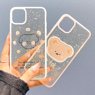 Ốp lưng trong suốt viền màu silicon couple cartoon