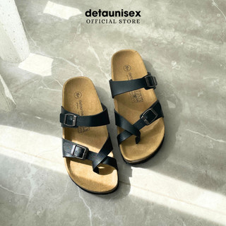 Dép xỏ ngón nam đế trấu unisex Detaunisex màu đen - Deta22D