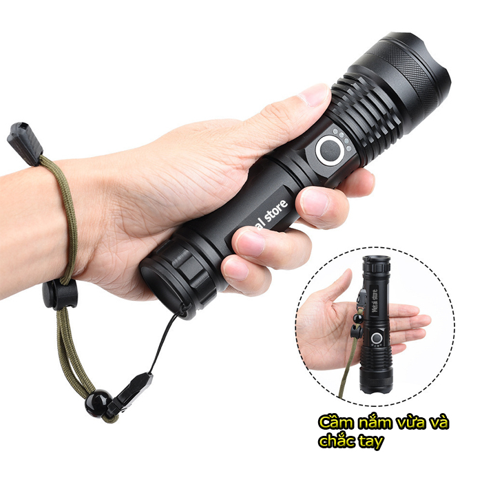 Đèn pin rp6000 siêu sáng XHP50 METAL STORE đèn pin mini