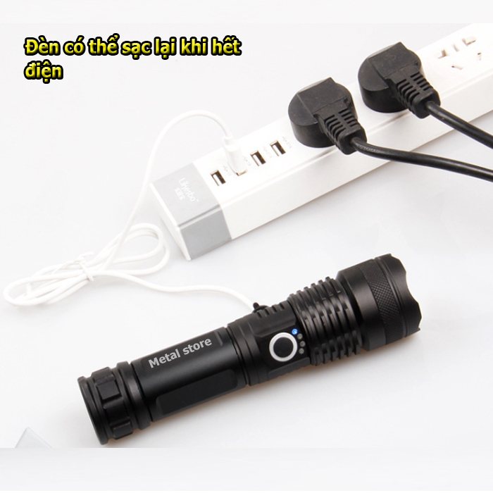 Đèn pin rp6000 siêu sáng XHP50 METAL STORE đèn pin mini