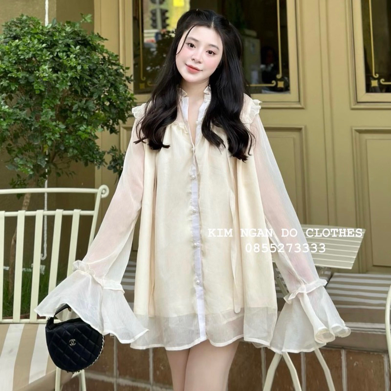 Váy Sơmi Tơ Óng Tiểu Thư Hàng 2 Lớp Siêu Xinh