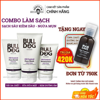 Bộ chăm sóc da dầu mụn toàn diện cho nam Bulldog Skincare Oil Control gồm sữa rửa mặt, tẩy tế bào chết và kem dưỡng ẩm