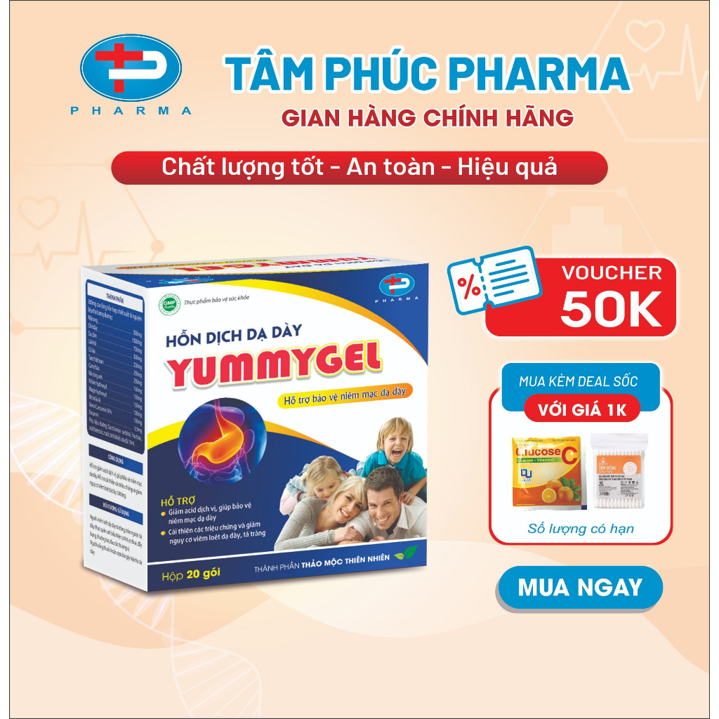 Hỗn Dịch Dạ Dày Yummygel TÂM PHÚC PHARMA Giảm Ợ Hơi Ợ Chua