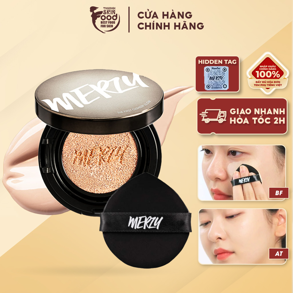 Phấn Nước Che Phủ Hoàn Hảo, Lớp Nền Căng Bóng, Lâu Trôi Merzy The First Cushion Glow SPF 50+/PA+++ 13g