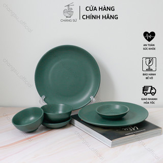 Chén dĩa chấm, đĩa cạn sứ 19cm màu đẹp giá rẻ - Bát đĩa sứ xanh cổ vịt men lì xả kho (loại 2) - Chàng Sứ