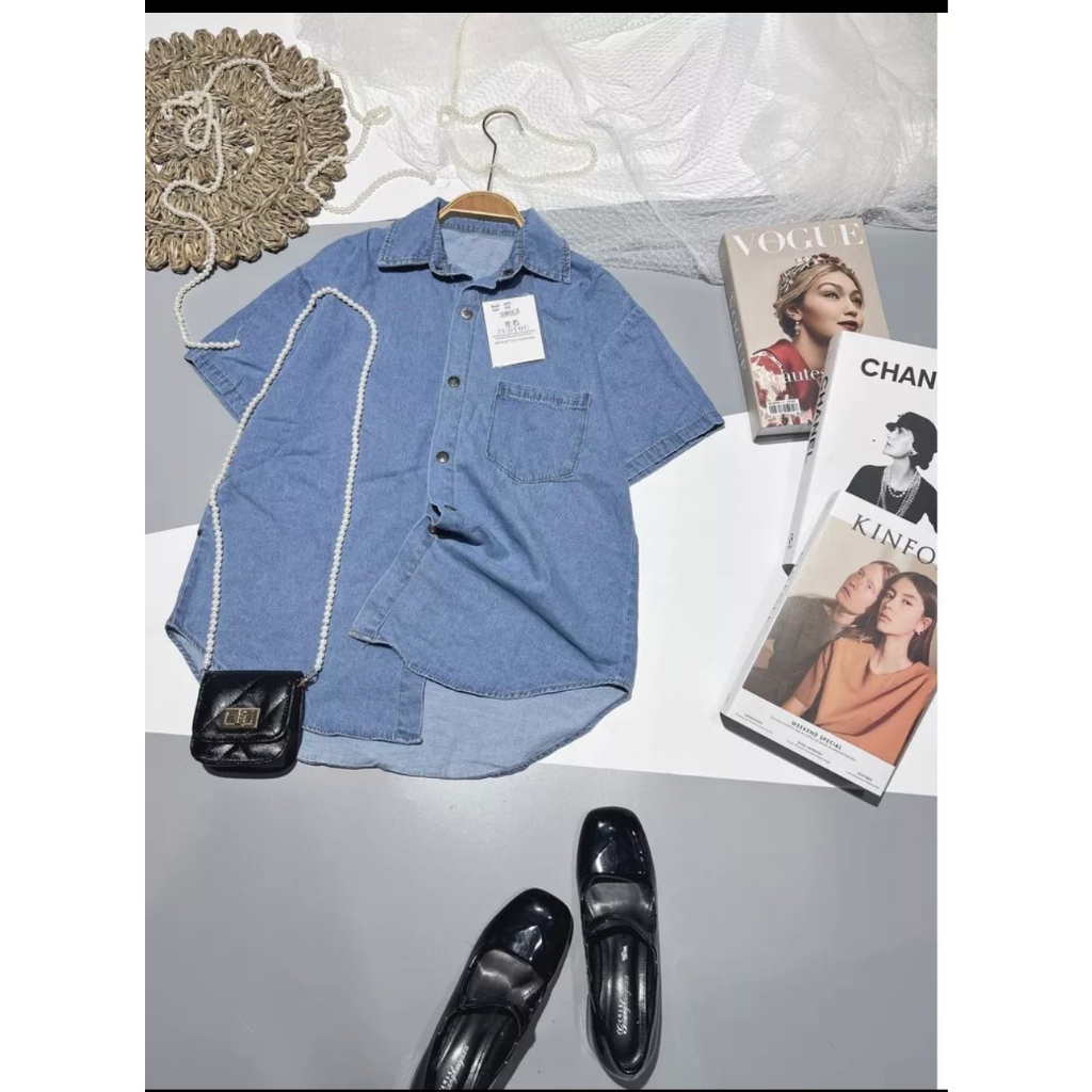 Áo sơ mi nữ  phom rộng phong cách Hàn Quốc chất vải jean nhiều loại ls778