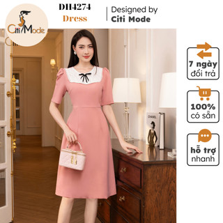 Đầm công sở CITI MODE FASHION thiết kế dáng xoè hồng ngực phối ren DH4274
