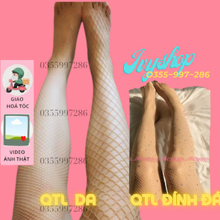 Quần tất lưới màu da màu trắng đen đủ cỡ lưới mắt nhỏ mắt trung mắt to vớ quần đính đá - Ivyshop
