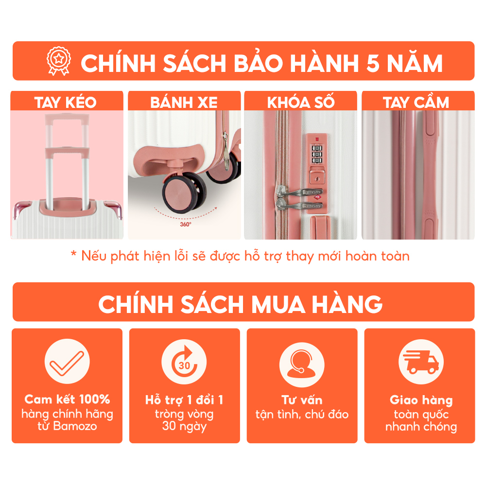 Vali Du Lịch Bamozo 8809 Cao Cấp Size 28 Bền Đẹp Bảo Hành 5 Năm