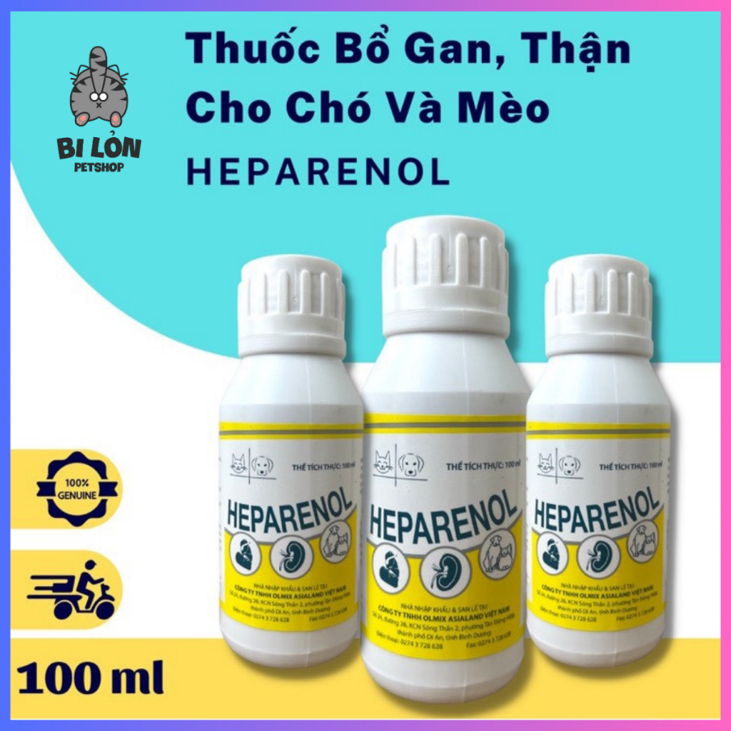 HEPARENOL Bổ Gan Thận, Hỗ Trợ Tiêu Hóa Cho Chó Mèo Chai 100ml - Bi Lỏn Pet Shop