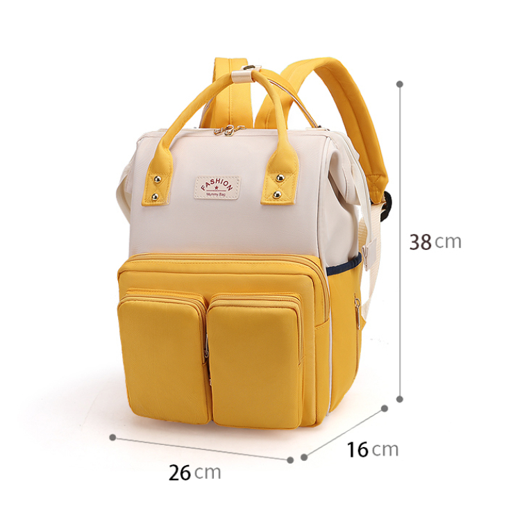Balo bỉm sữa Fashion, Mummy Bag mix 2 màu đựng đồ cho mẹ và bé, chống thấm nước, miệng rộng, kích thước 26x38x16cm