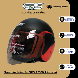Mũ bảo hiểm ¾ GRS A318K kính lớn (đen nhám viền đen)