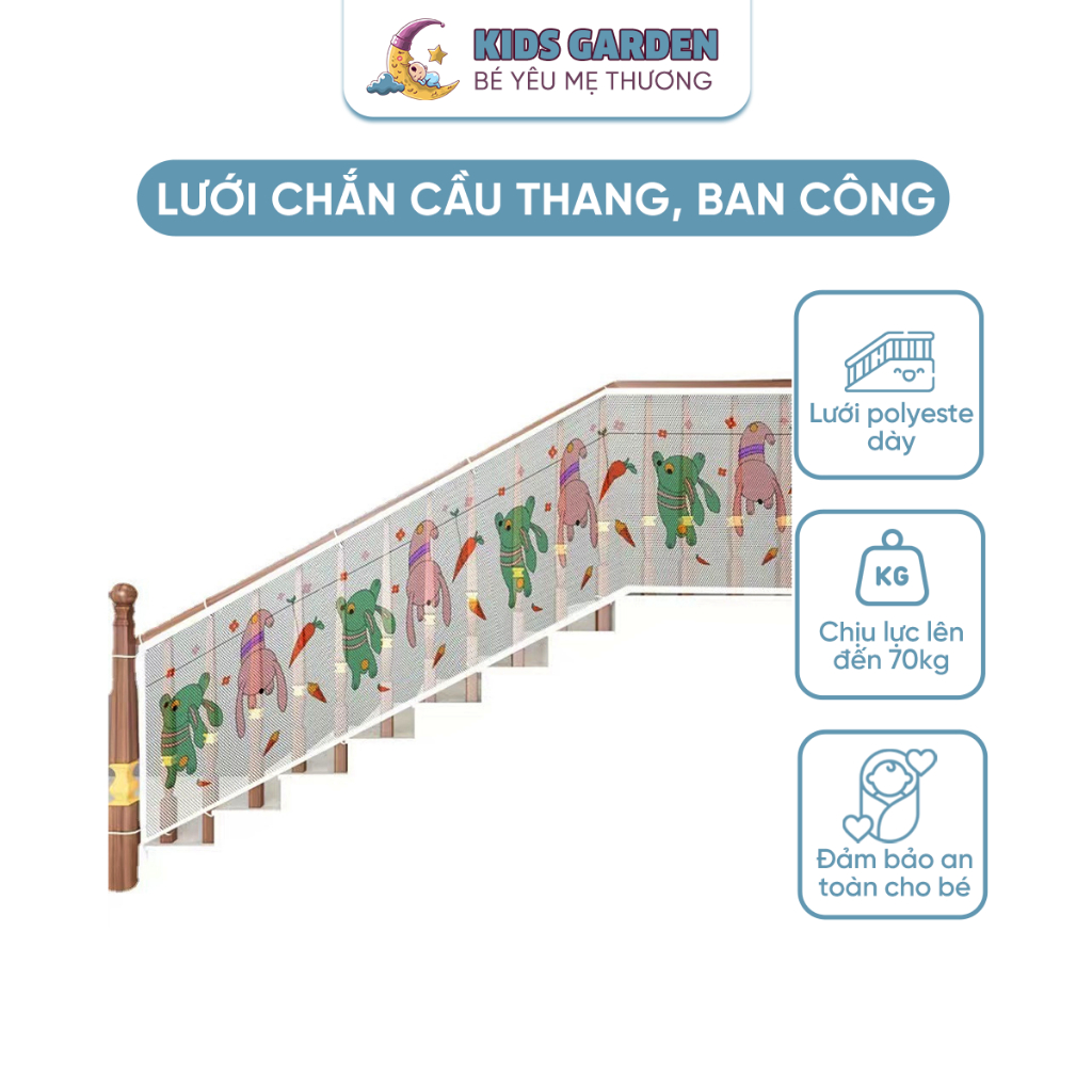 Lưới chắn lan can, cầu thang, hàng rào, ban công cao cấp an toàn cho bé, lưới chắn polyester dày kèm dây buộc tiện lợi