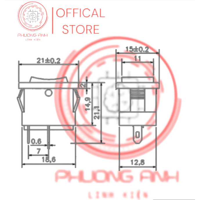 Công Tắc Bập Bênh XL601 250V6A/125V10A 15*21mm