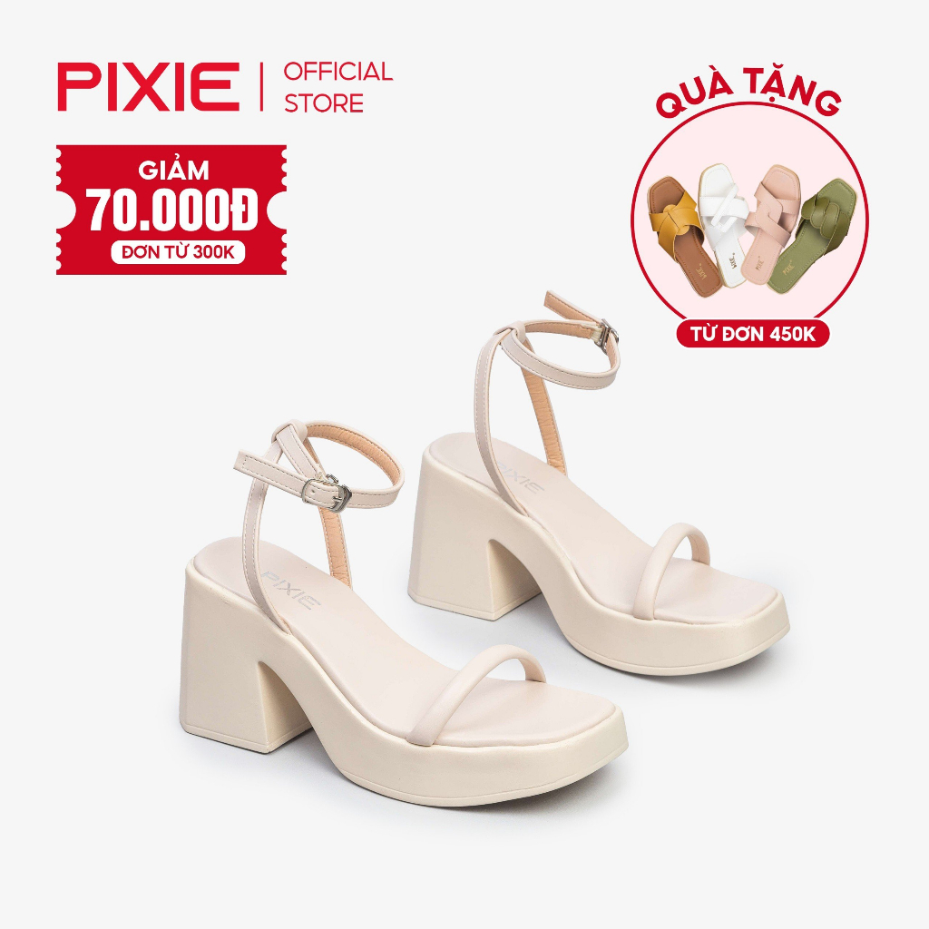 Giày Sandal Cao Gót Đúp 8cm Quai Mảnh E194 Pixie