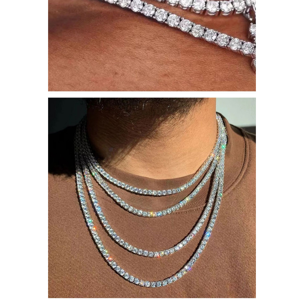 Trang sức Nam Nữ Dây Chuyền Tennis D&D bản 5mm Titan pha Bạc đính đá CZ siêu bền, Không Đen,Không Ngứa HOT nhất 2023