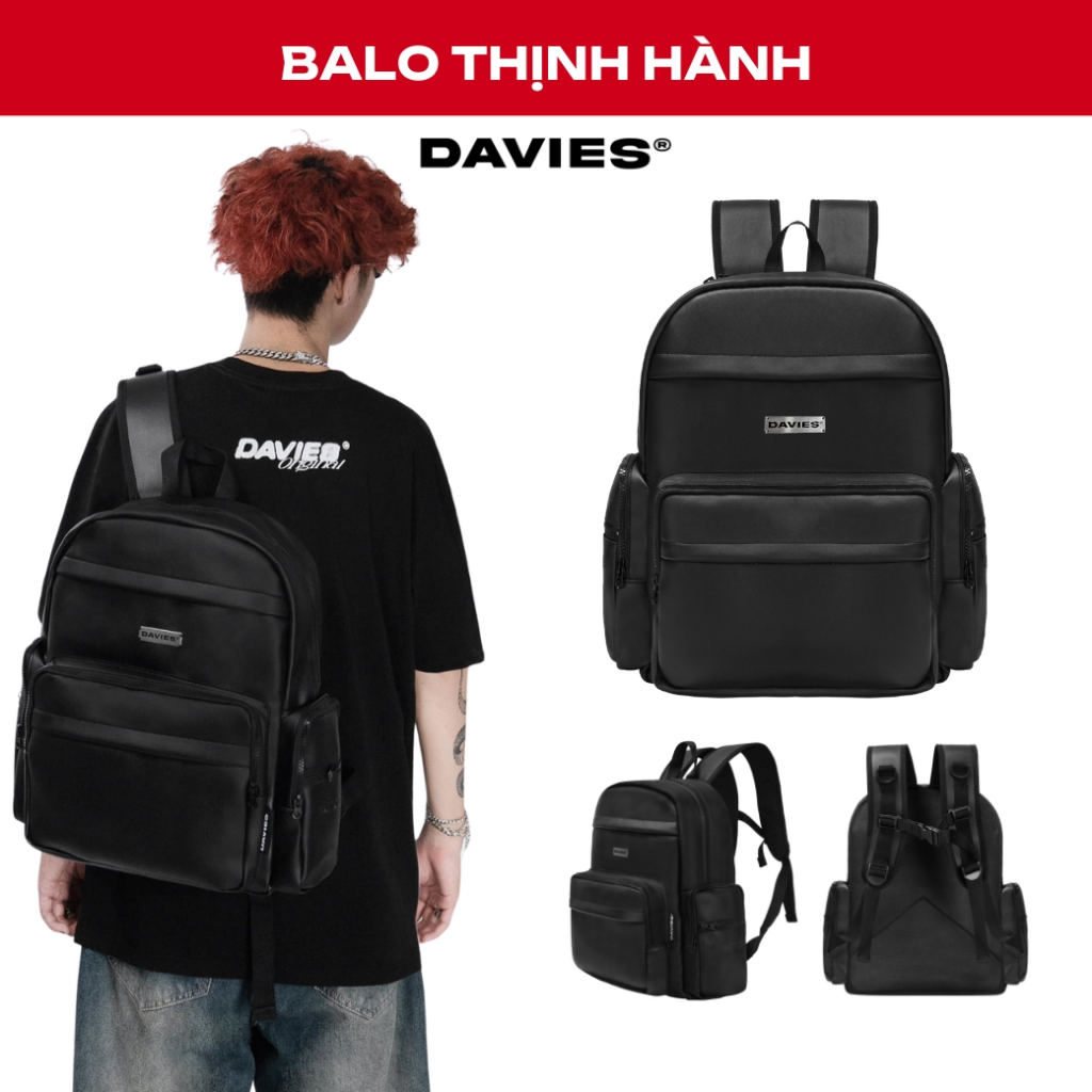 Balo da đi học nam nữ màu đen Base Backpack local brand Davies | D-P49