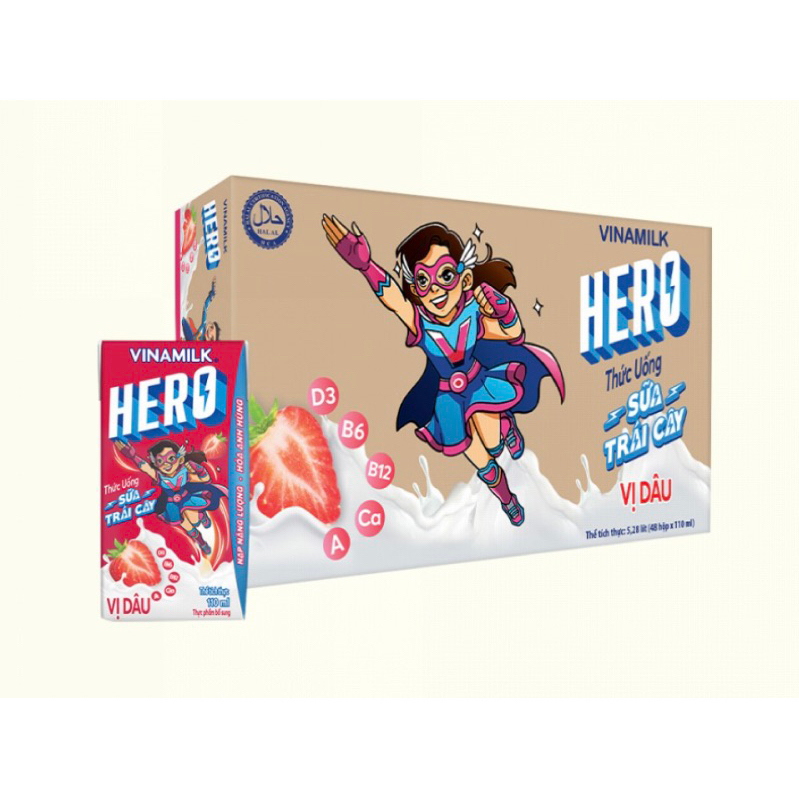 Thùng 48 hộp sữa trái cây HERO 180ml