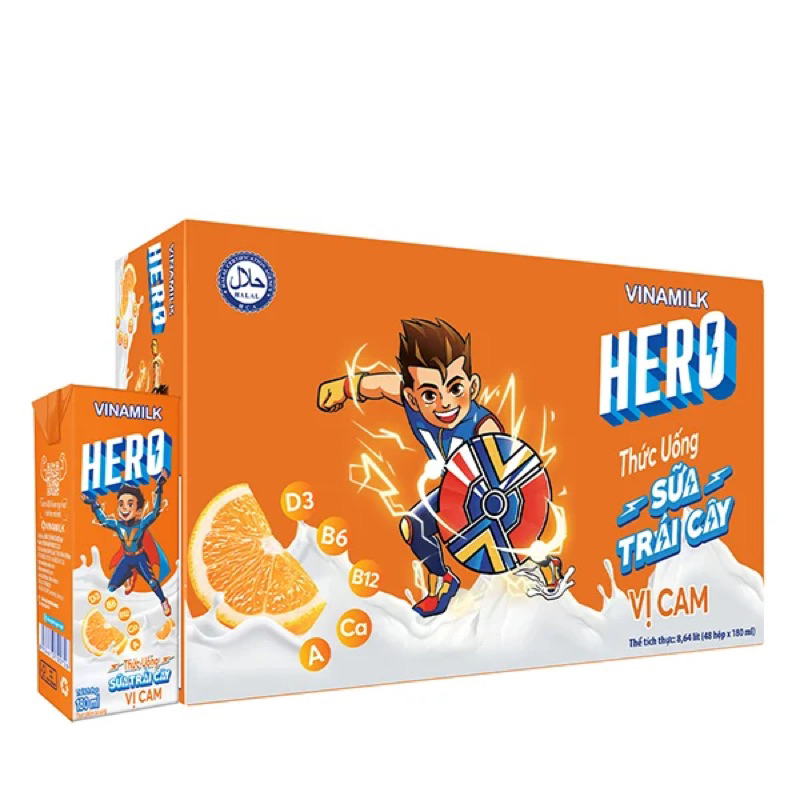 Thùng 48 hộp sữa trái cây HERO 180ml