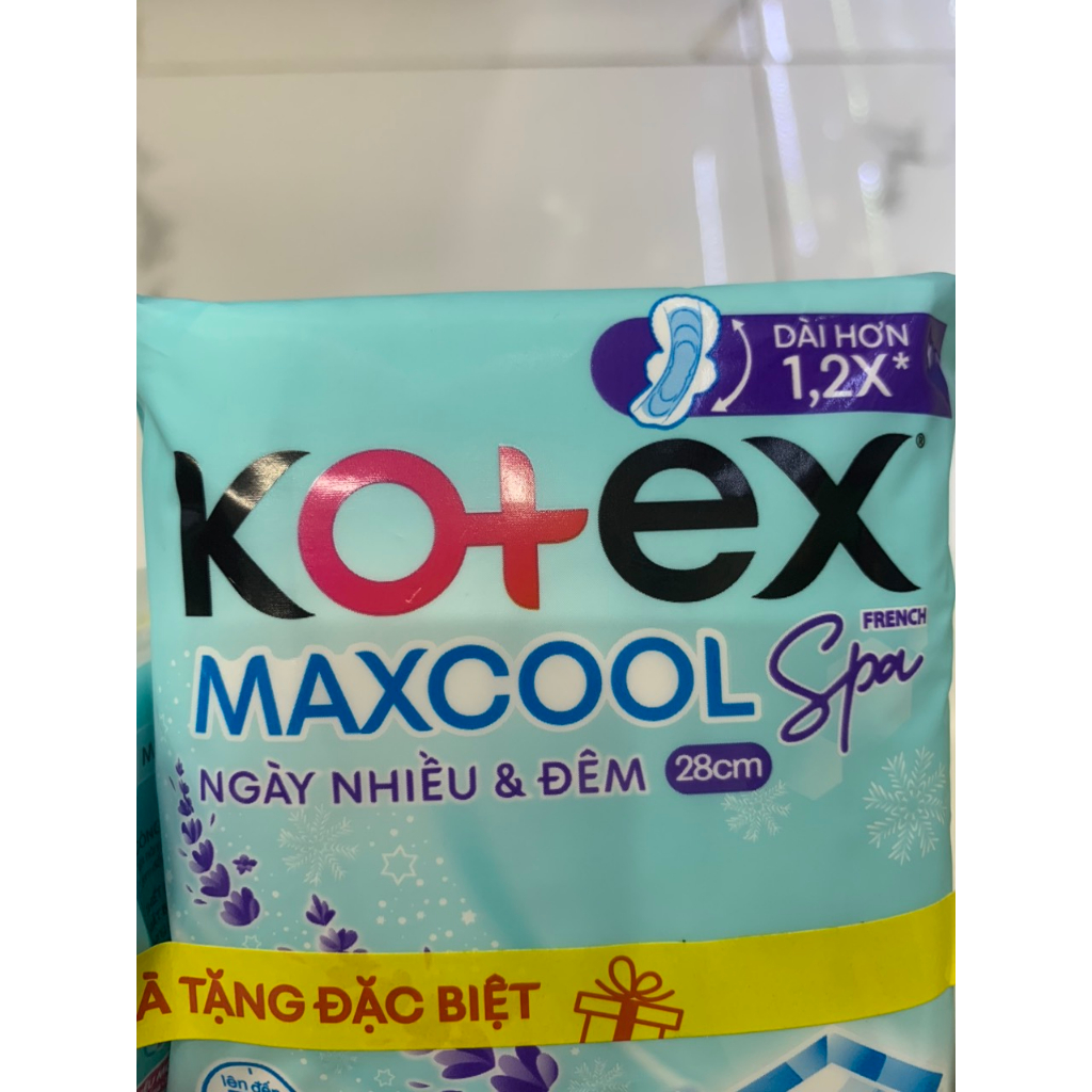 Băng vệ sinh ngày nhiều & đêm Kotex Maxcool French Spa 6 miếng 28cm
